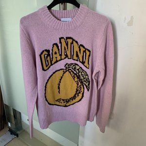 Ganni pink crew neck sweater